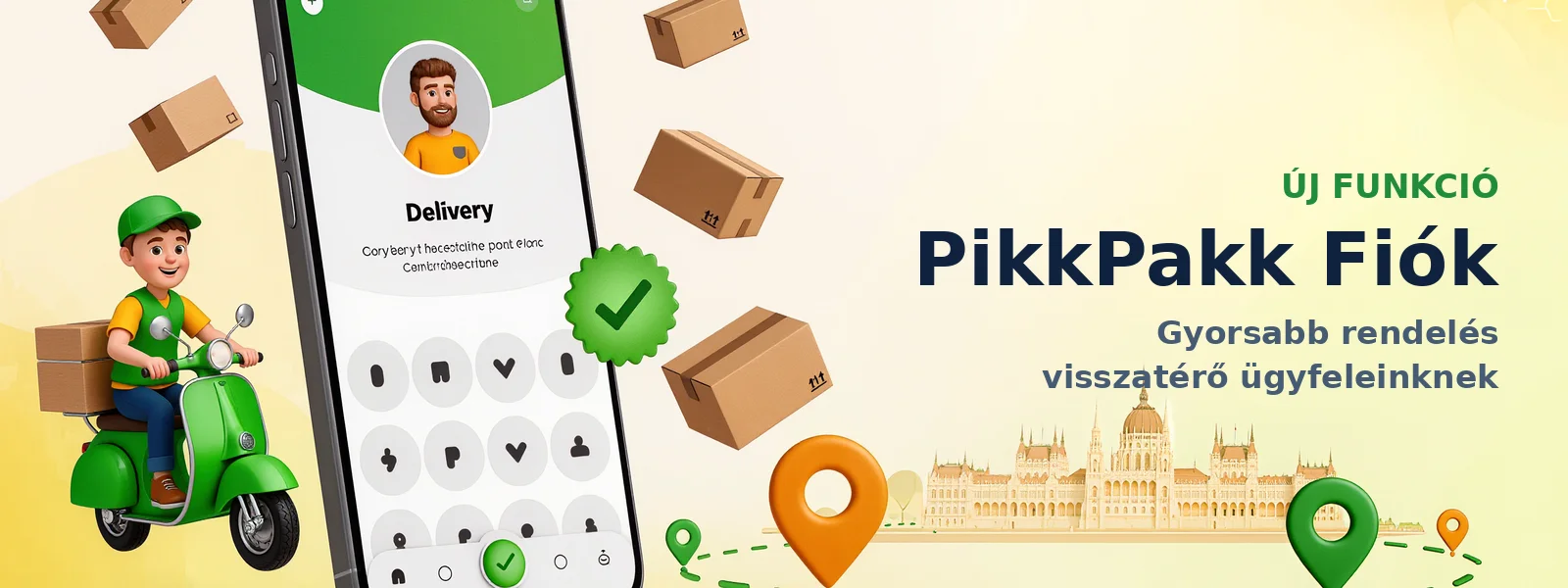 PikkPakk Fiók – gyorsabb rendelés visszatérő ügyfeleinknek, 3D illusztráció